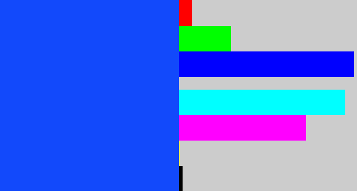 Hex color #1249fb - electric blue