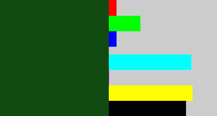 Hex color #124b11 - forrest green