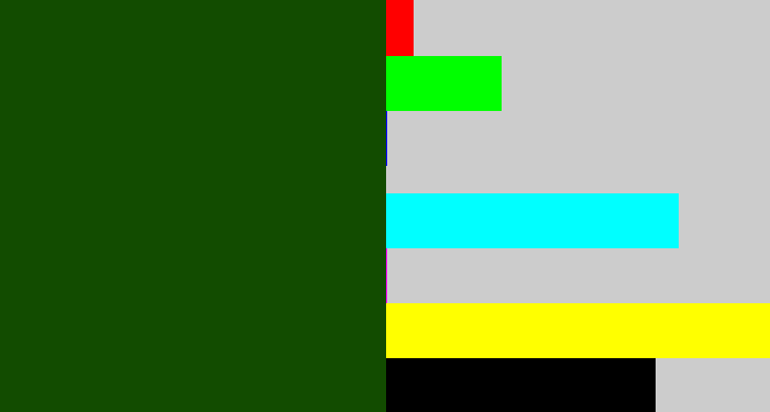 Hex color #124c00 - forrest green