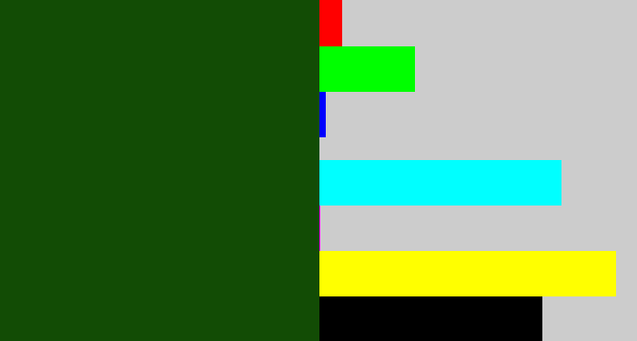Hex color #124c05 - forrest green