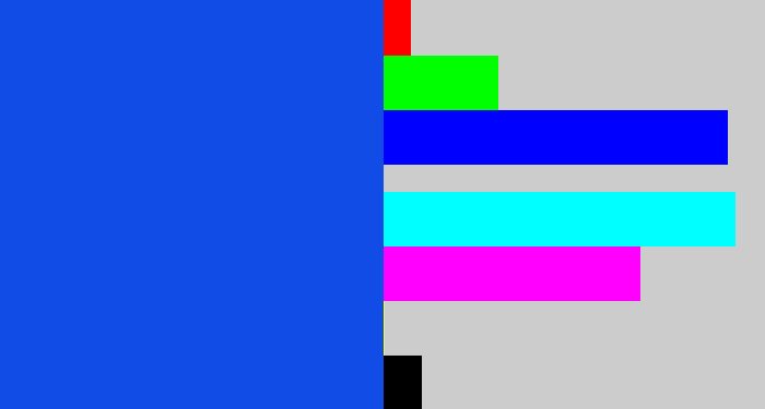 Hex color #124ce6 - blue