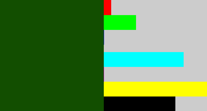 Hex color #124e00 - forrest green