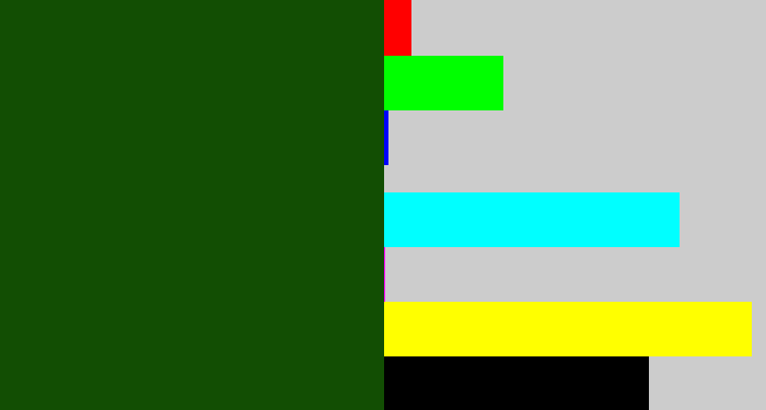 Hex color #124e03 - forrest green