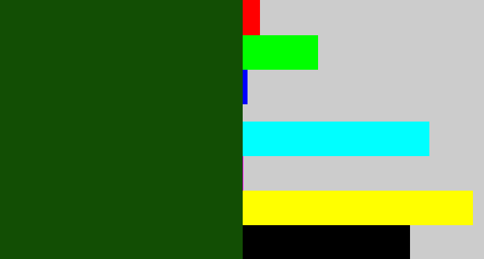 Hex color #124e04 - forrest green