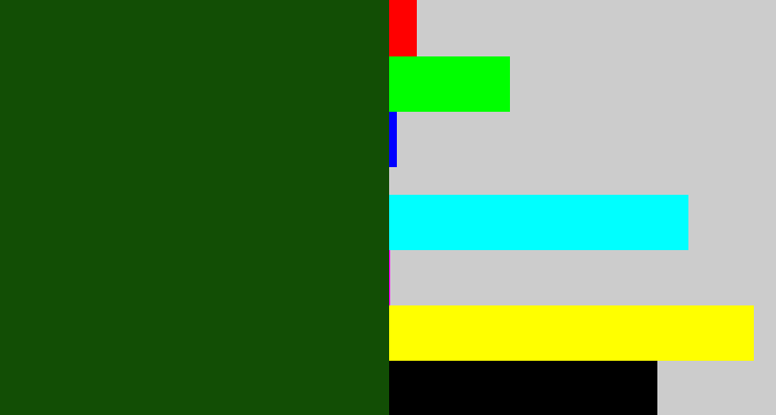 Hex color #124e05 - forrest green