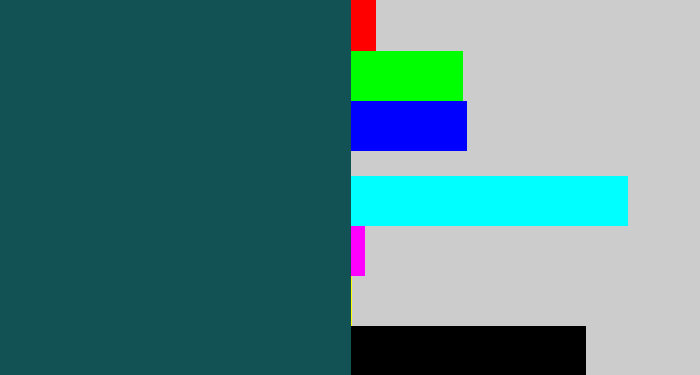 Hex color #125255 - dark turquoise