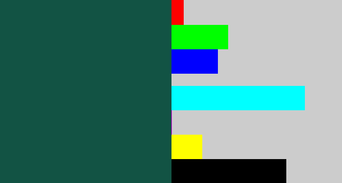 Hex color #125344 - dark blue green