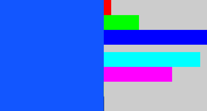 Hex color #1256ff - electric blue
