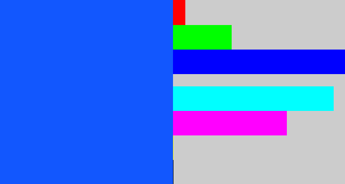 Hex color #1257fe - electric blue