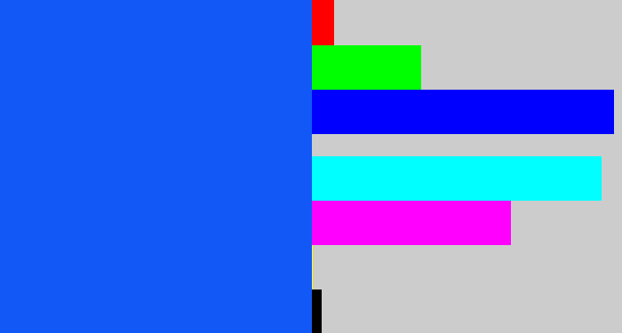 Hex color #1258f7 - electric blue