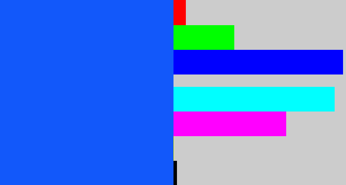 Hex color #1258fa - electric blue