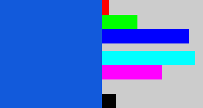Hex color #125adb - azul