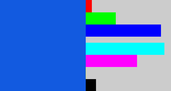 Hex color #125ae0 - azul