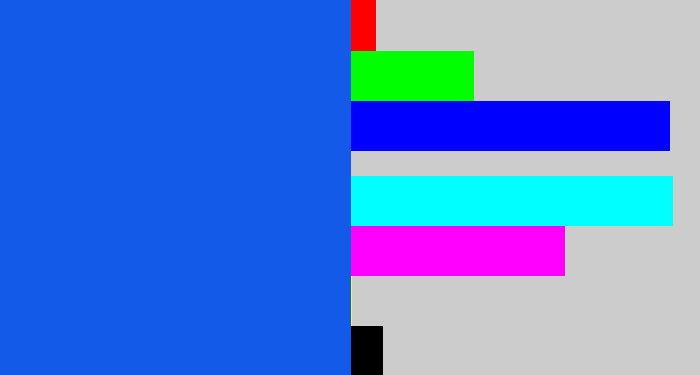 Hex color #125ae7 - azul