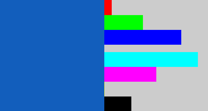 Hex color #125ebc - mid blue