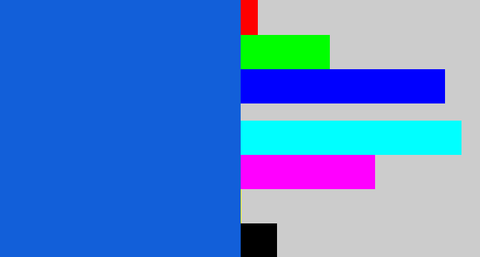 Hex color #125fd9 - azul