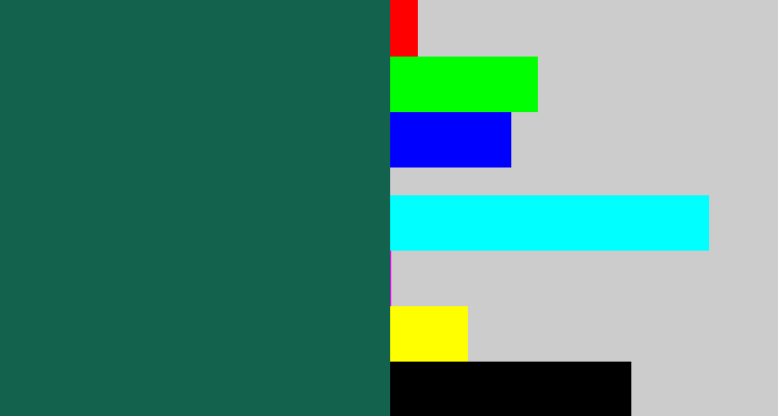 Hex color #12624e - dark green blue