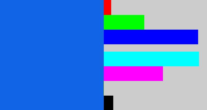 Hex color #1264e7 - azul