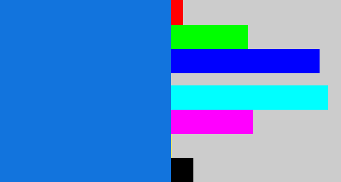 Hex color #1274dd - cerulean blue