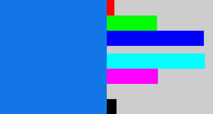 Hex color #1277e7 - cerulean blue