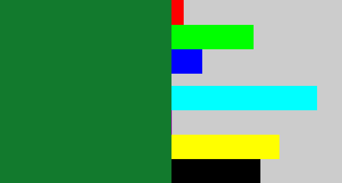 Hex color #127a2d - darkish green