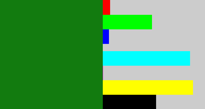 Hex color #127b0f - tree green