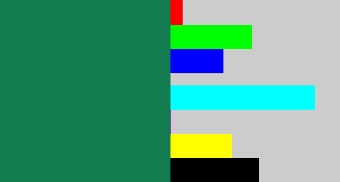 Hex color #127b4f - dark sea green