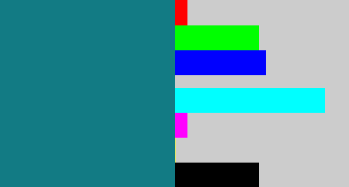 Hex color #127b84 - deep aqua