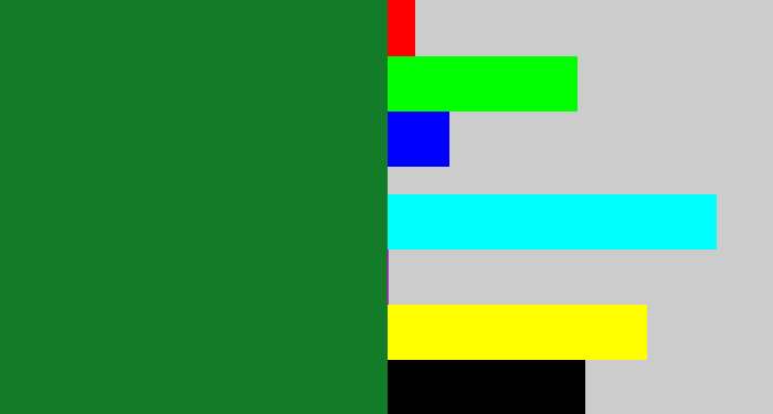 Hex color #127c29 - darkish green