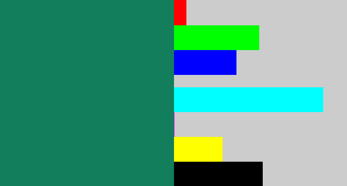 Hex color #127e5b - dark sea green