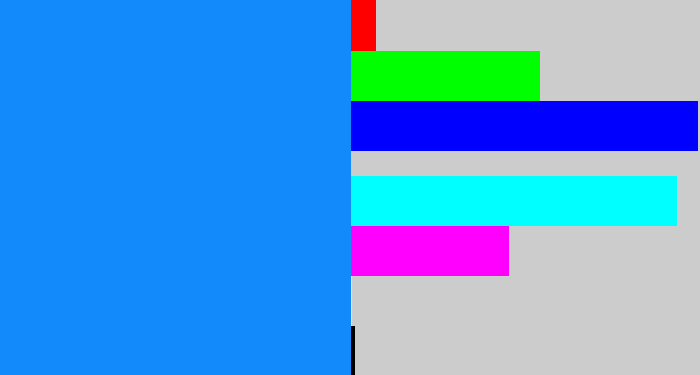 Hex color #128afc - azure