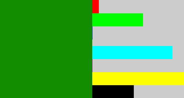 Hex color #128b00 - true green