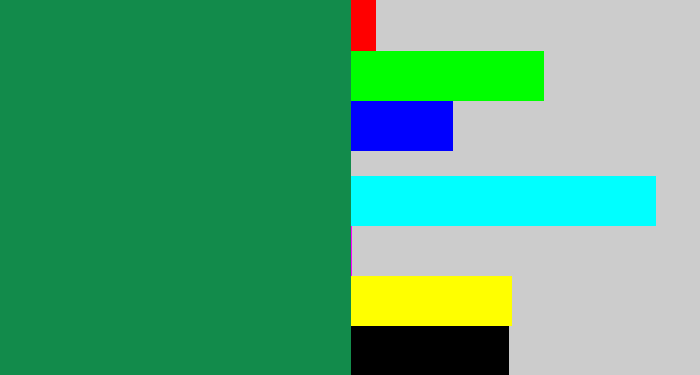 Hex color #128b4b - dark sea green