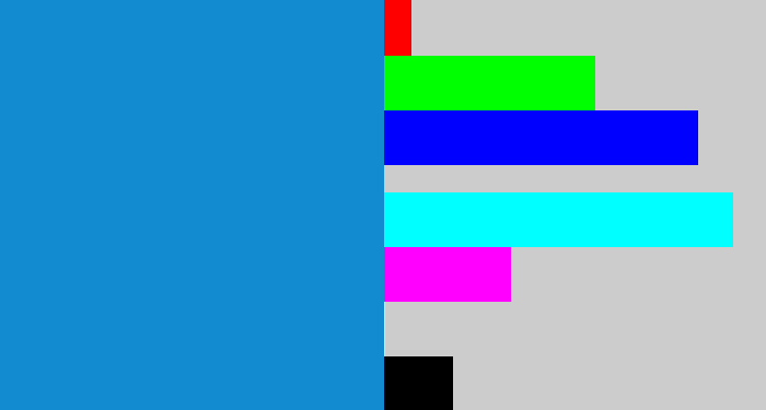 Hex color #128bd0 - water blue