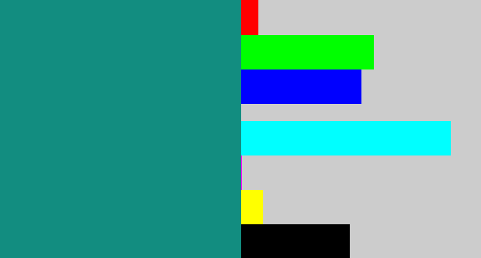 Hex color #128d80 - greenish blue