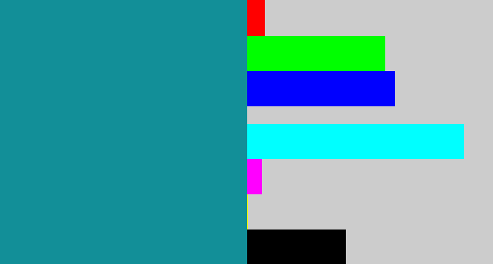 Hex color #128f98 - blue/green