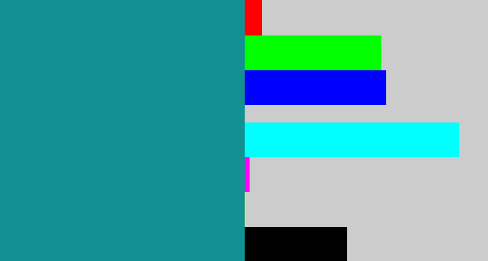 Hex color #129093 - blue/green