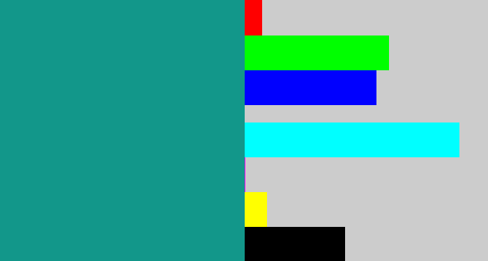 Hex color #12978a - blue/green