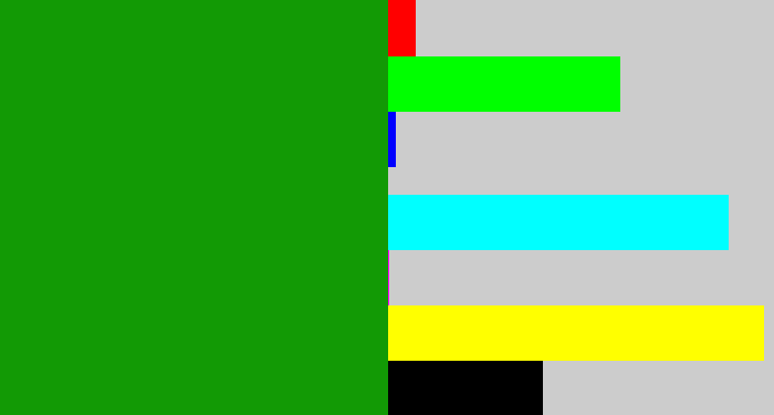 Hex color #129a05 - true green
