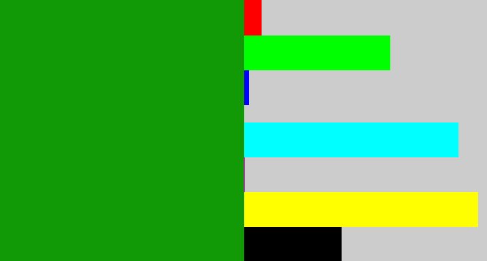 Hex color #129a06 - true green