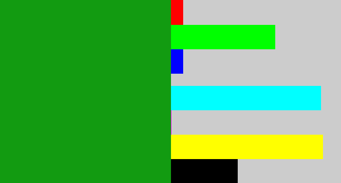Hex color #129b11 - true green