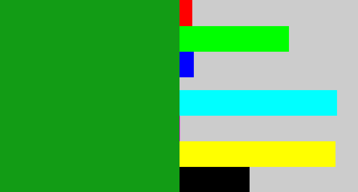 Hex color #129c15 - green