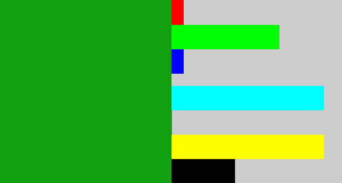 Hex color #12a011 - green