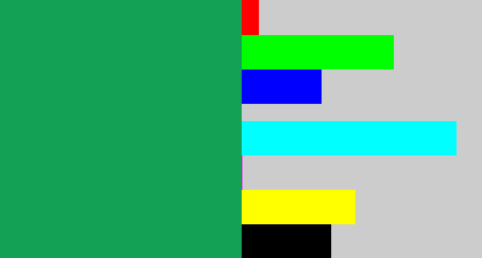 Hex color #12a155 - emerald