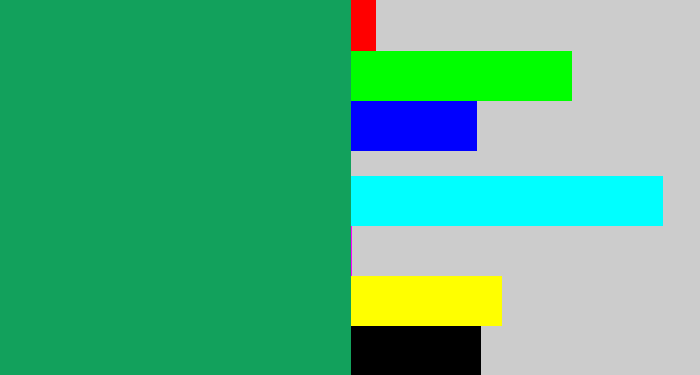 Hex color #12a15c - viridian