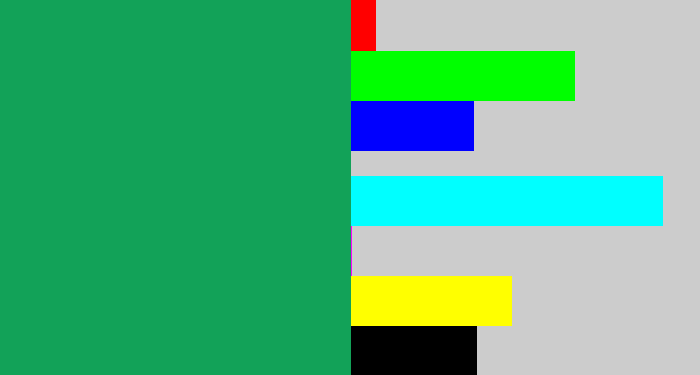 Hex color #12a258 - emerald