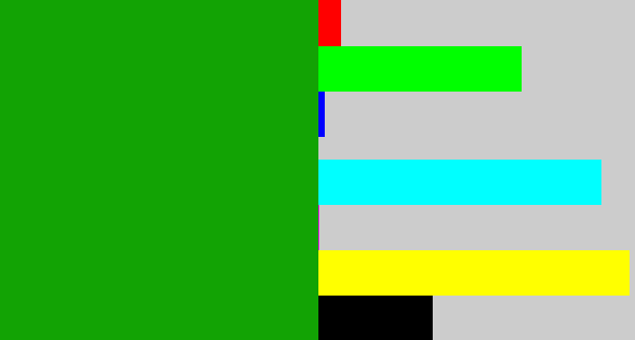 Hex color #12a304 - true green
