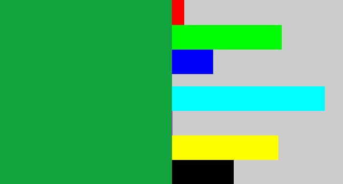 Hex color #12a43e - emerald