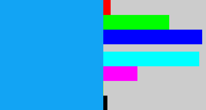 Hex color #12a4f4 - azure