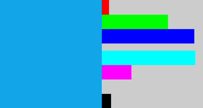 Hex color #12a5e7 - azure